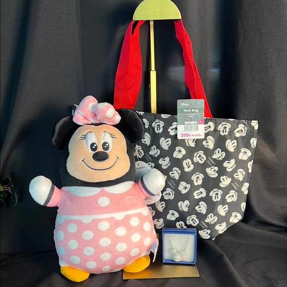 Disney Accessories - Disney Pink and Black Minnie Mouse Tote Bag Set